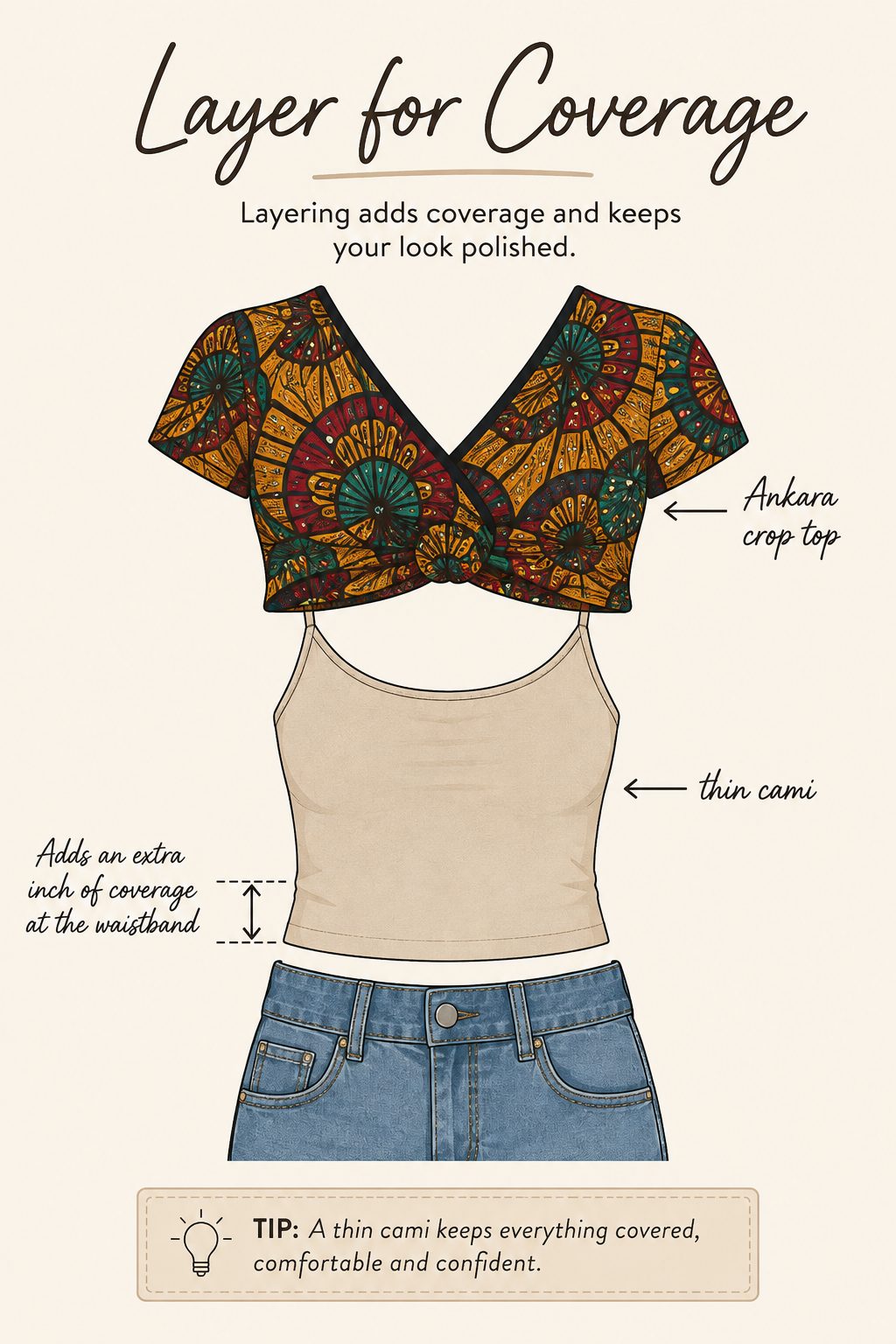Layer a Thin Cami Underneath for Extra Coverage Without Losing the Crop