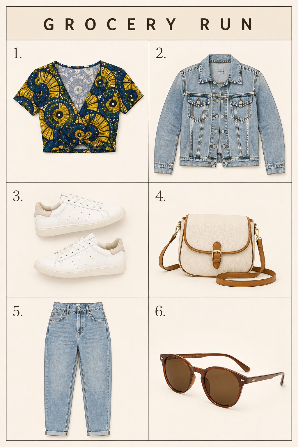 Crop Top Under a Denim Jacket for a Grocery Run