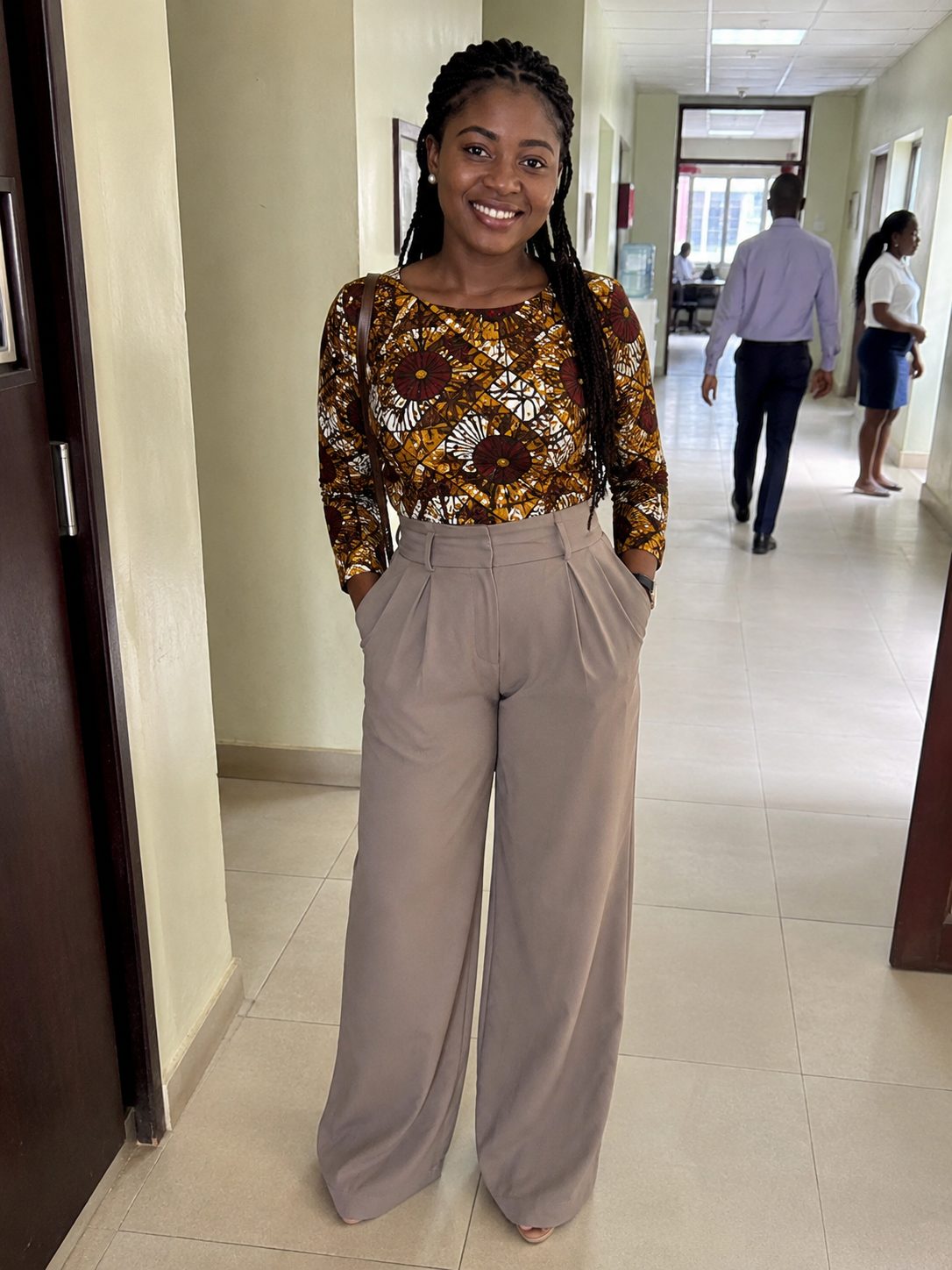 Crop Top Tucked Into Wide-Leg Trousers for Office-Casual Days