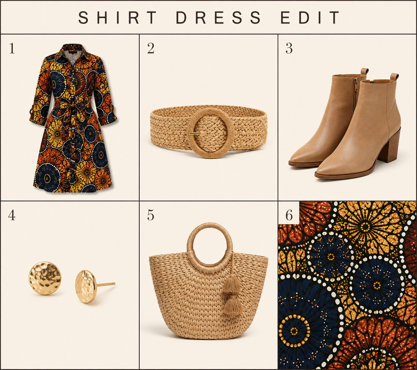 Ankara Shirt Dress With a Woven Belt