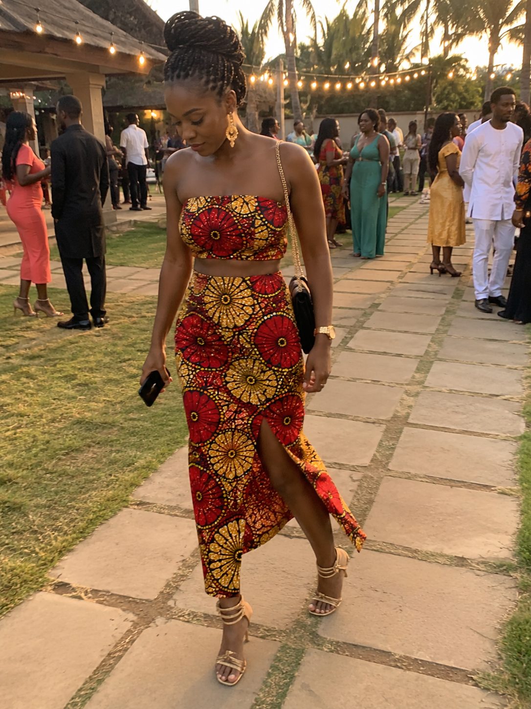 Ankara Two-Piece Set With Strappy Sandals