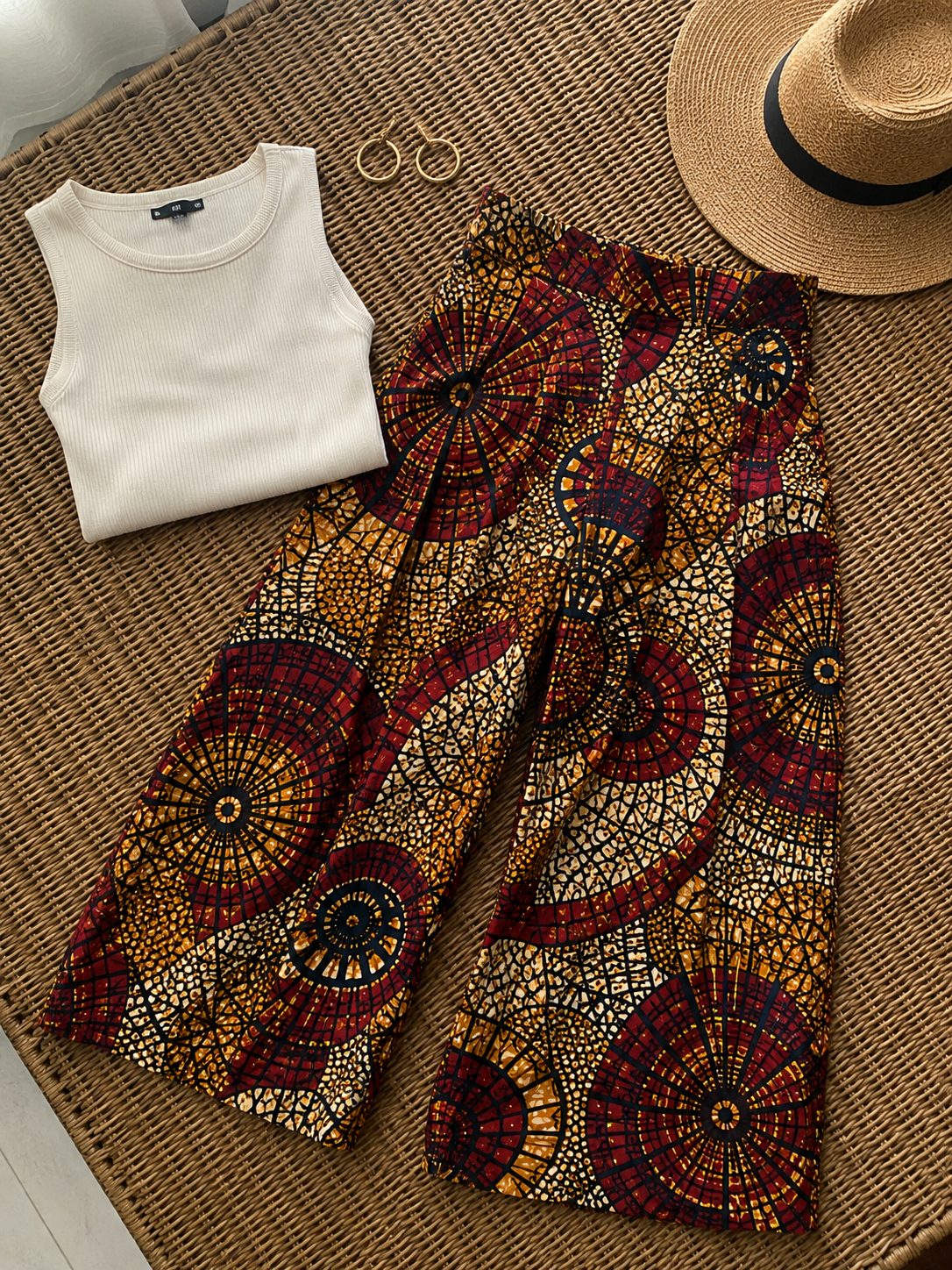 Ankara Culottes With a Fitted Ribbed Top