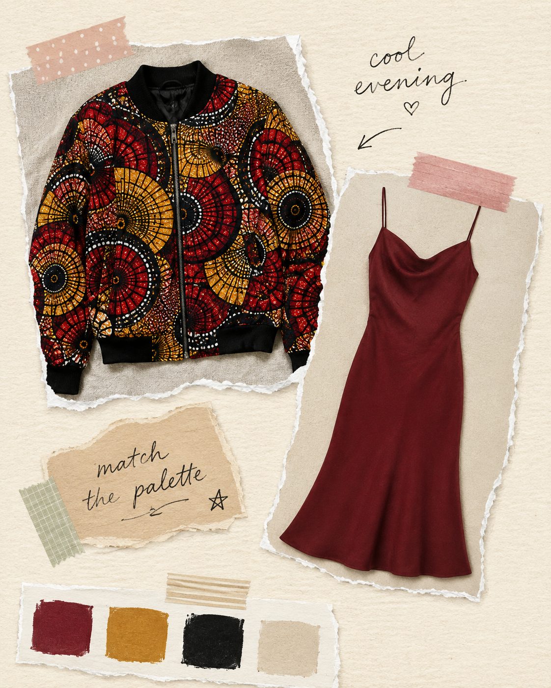 Ankara Bomber Jacket Over a Slip Dress