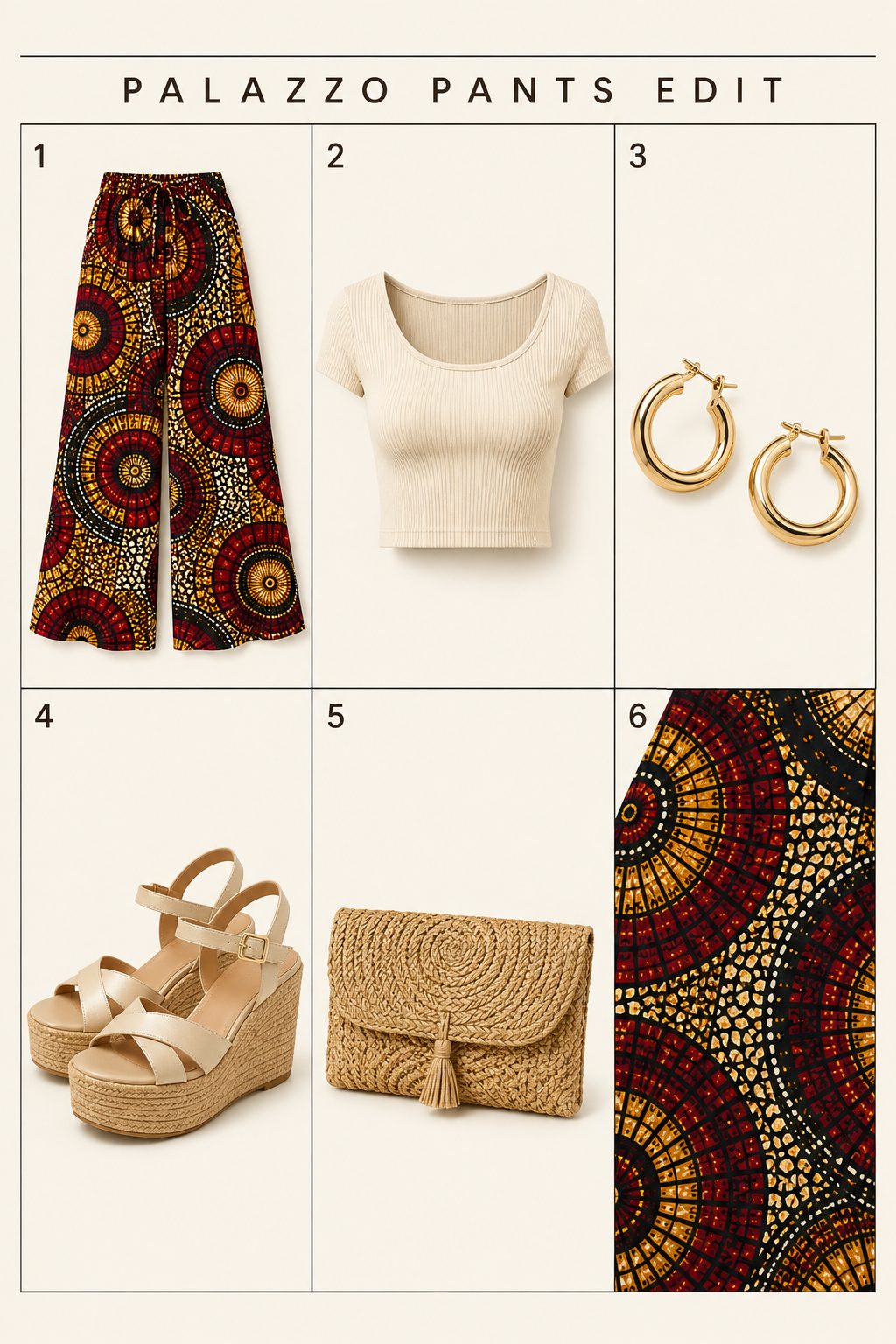 Ankara Palazzo Pants With a Cropped Fitted Top