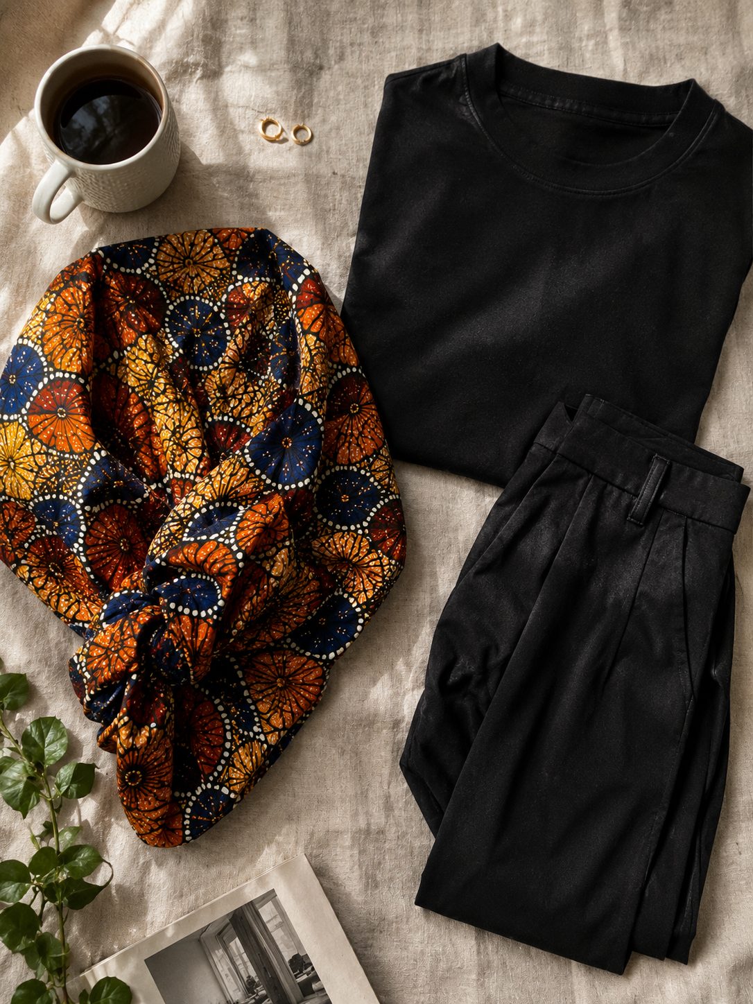 Ankara Headwrap With a Monochrome Outfit