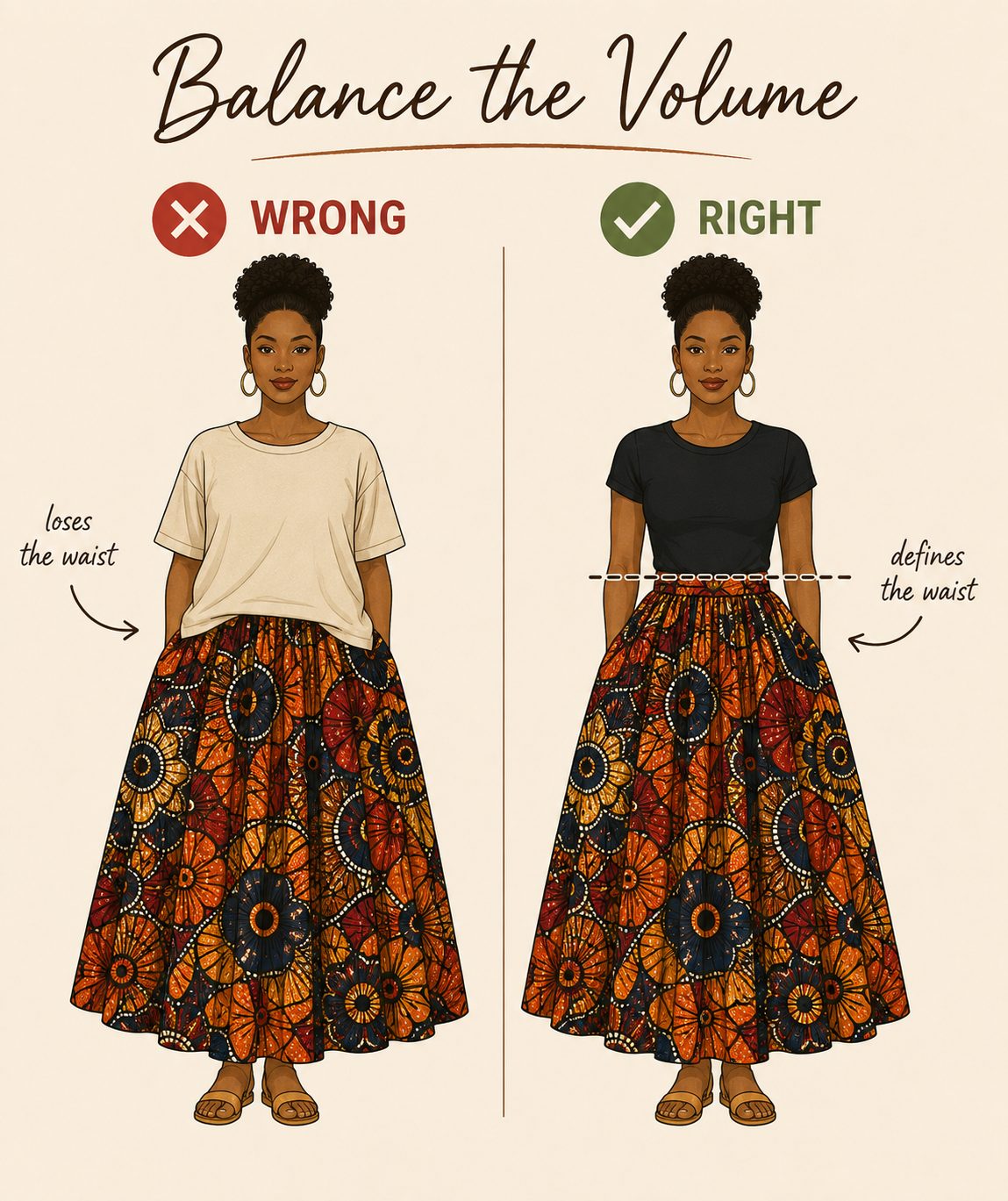 Balance a Voluminous Ankara Skirt With a Fitted Top