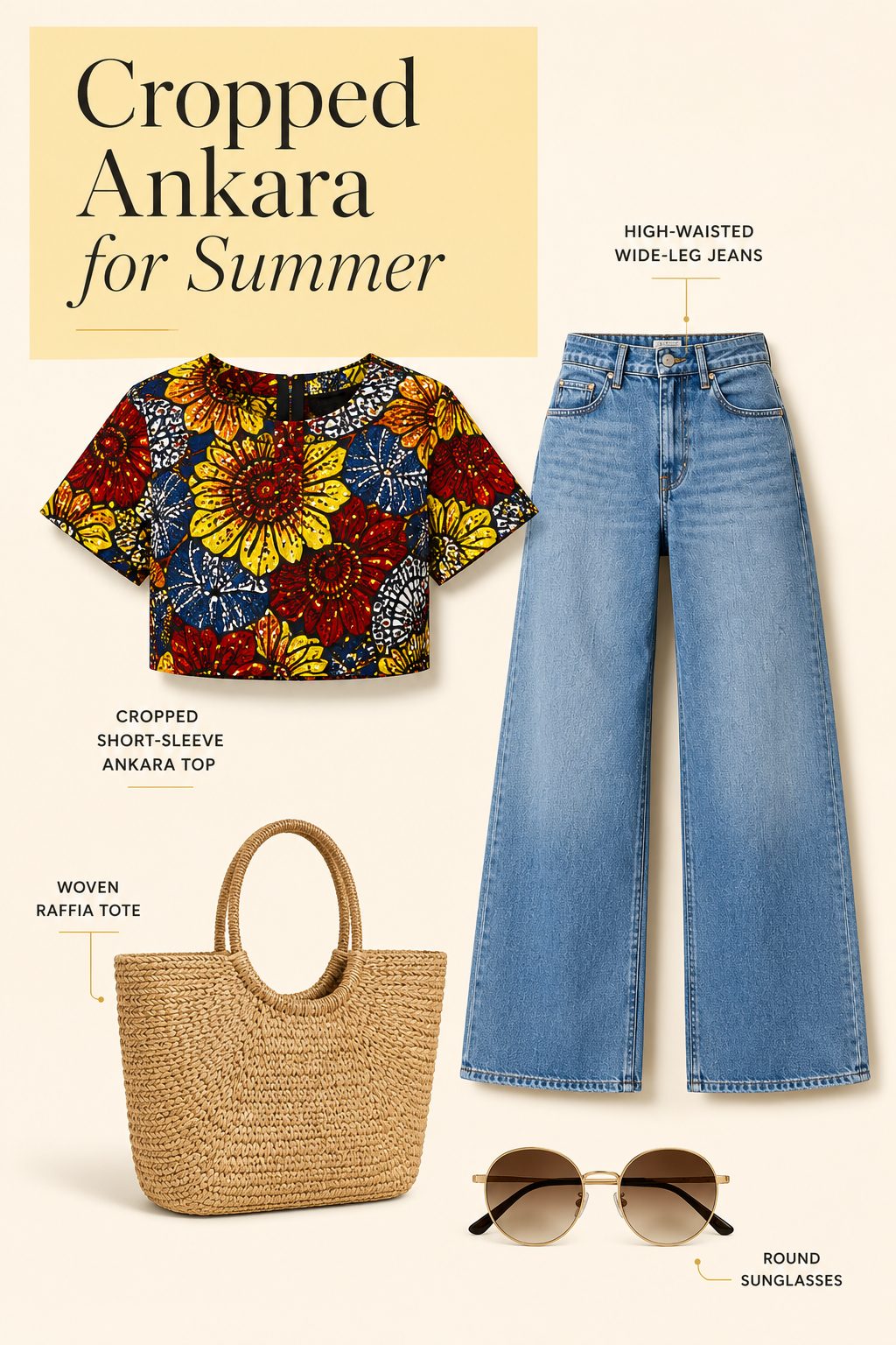 Cropped Ankara Top for Summer with High-Waisted Jeans