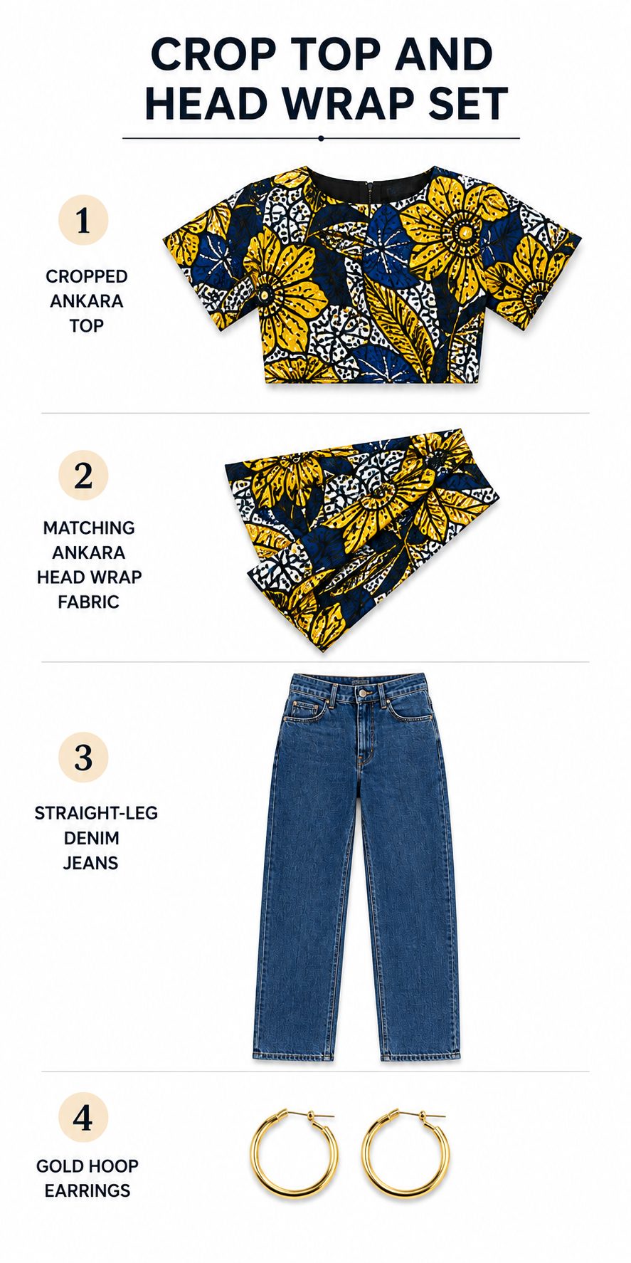 Ankara Crop Top with a Matching Head Wrap