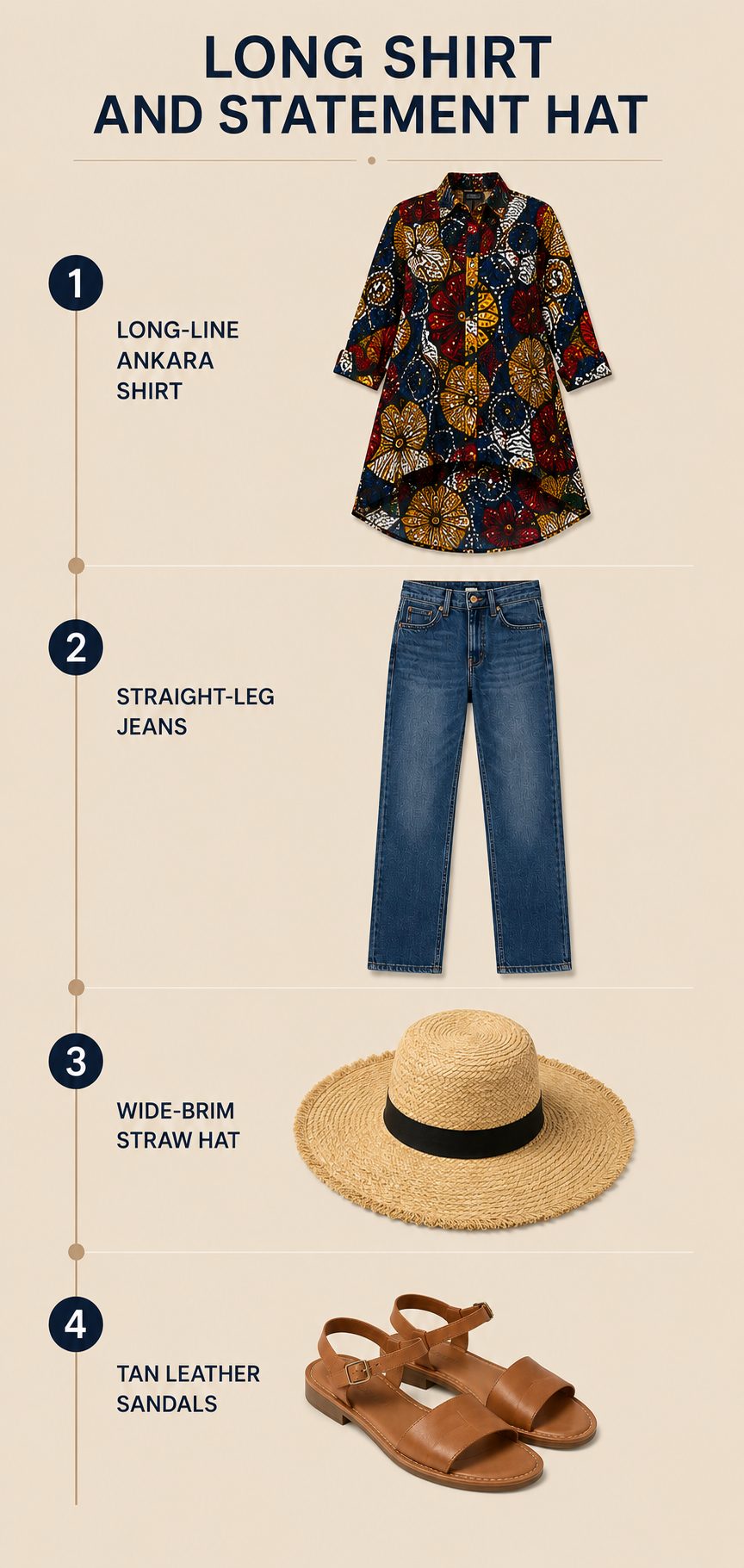 Long Ankara Shirt with Side Slits and a Statement Hat