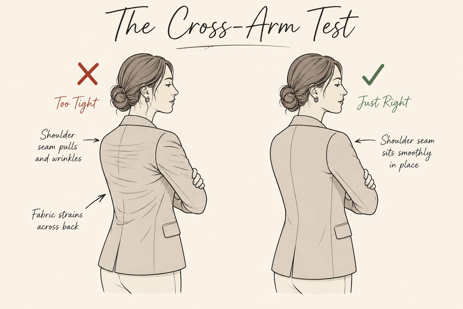 Try It On With Your Arms Crossed, Not Just Hanging at Your Sides