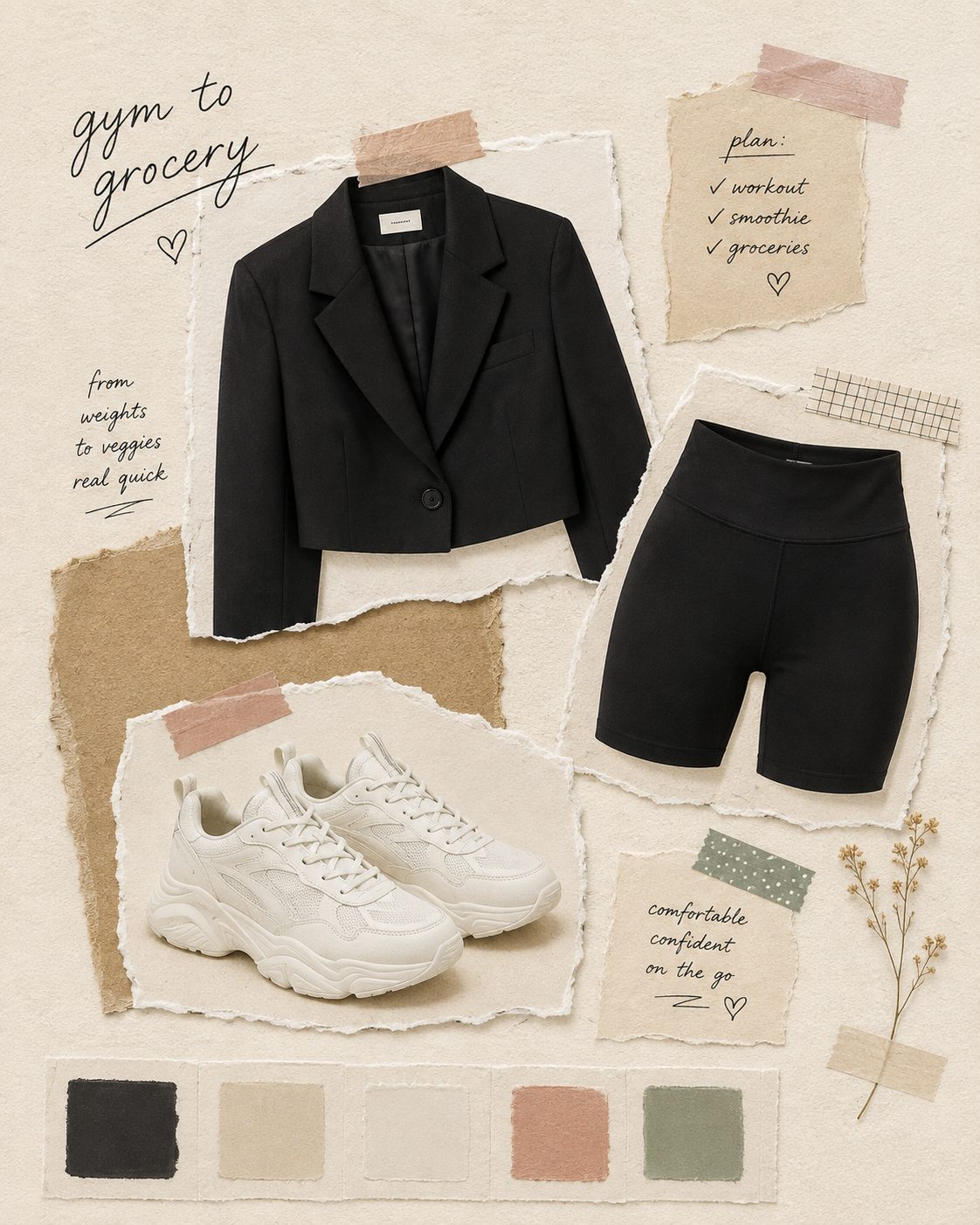 Blazer With Bike Shorts and Chunky Sneakers for Errands