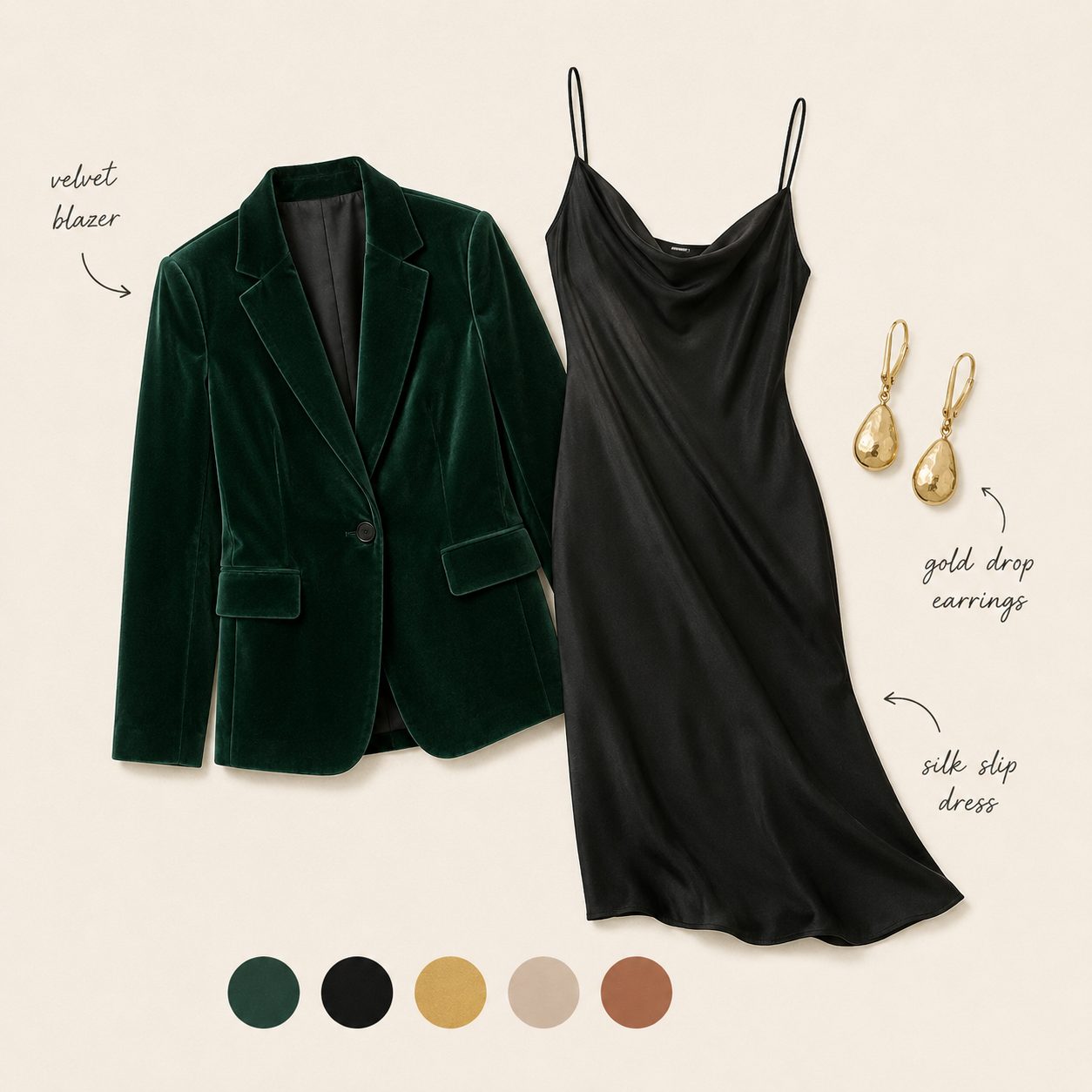Velvet Blazer Over a Slip Dress for a Holiday Party