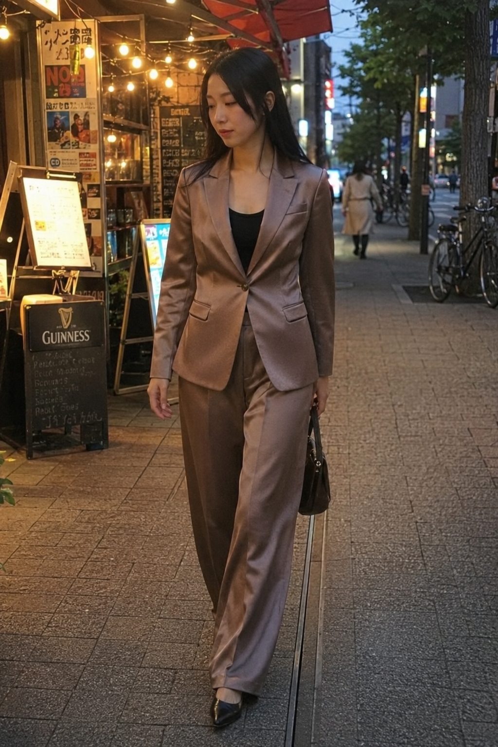 Satin Blazer With Wide-Leg Trousers