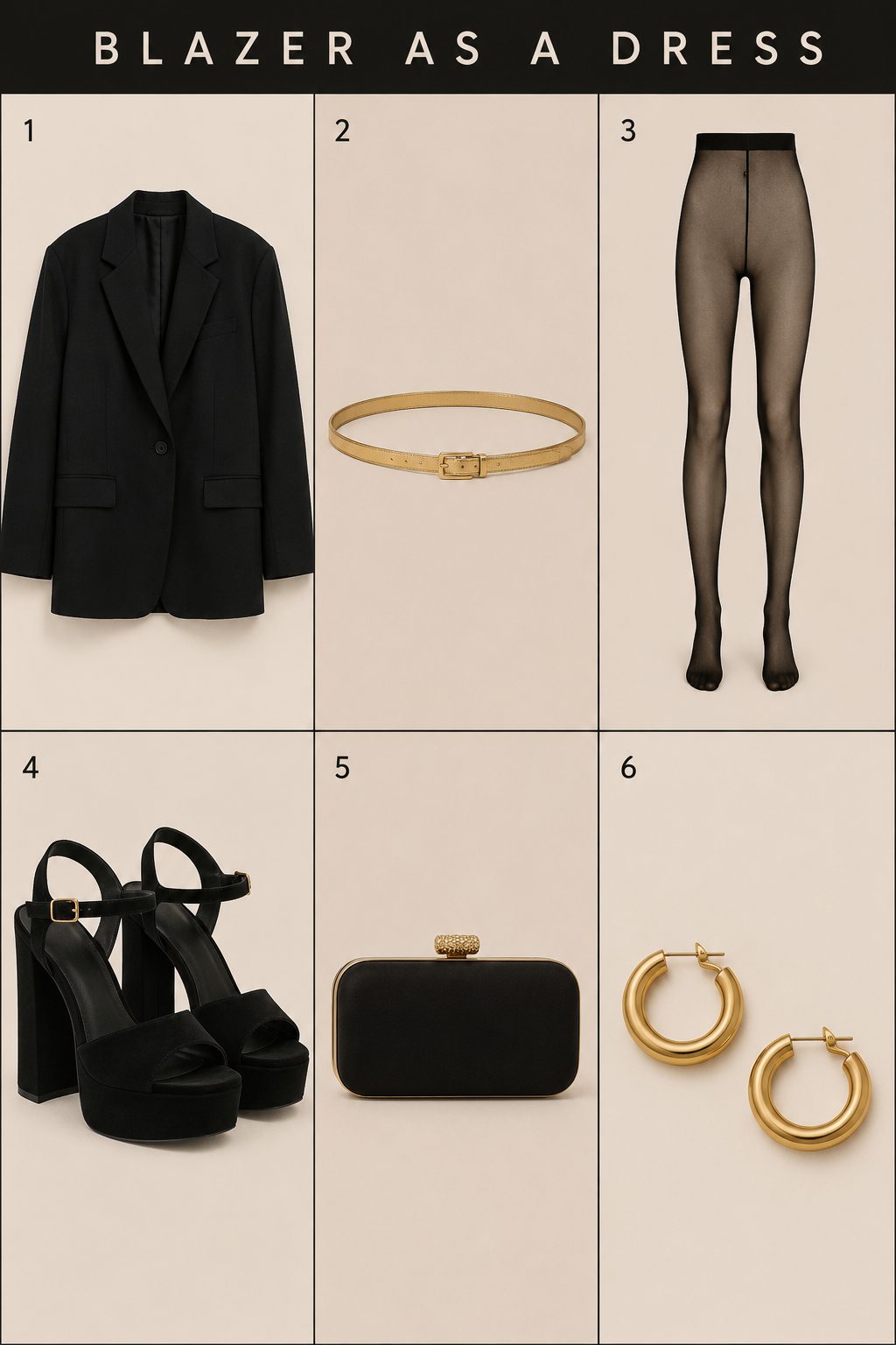 Blazer as a Dress, Belted, With Sheer Tights