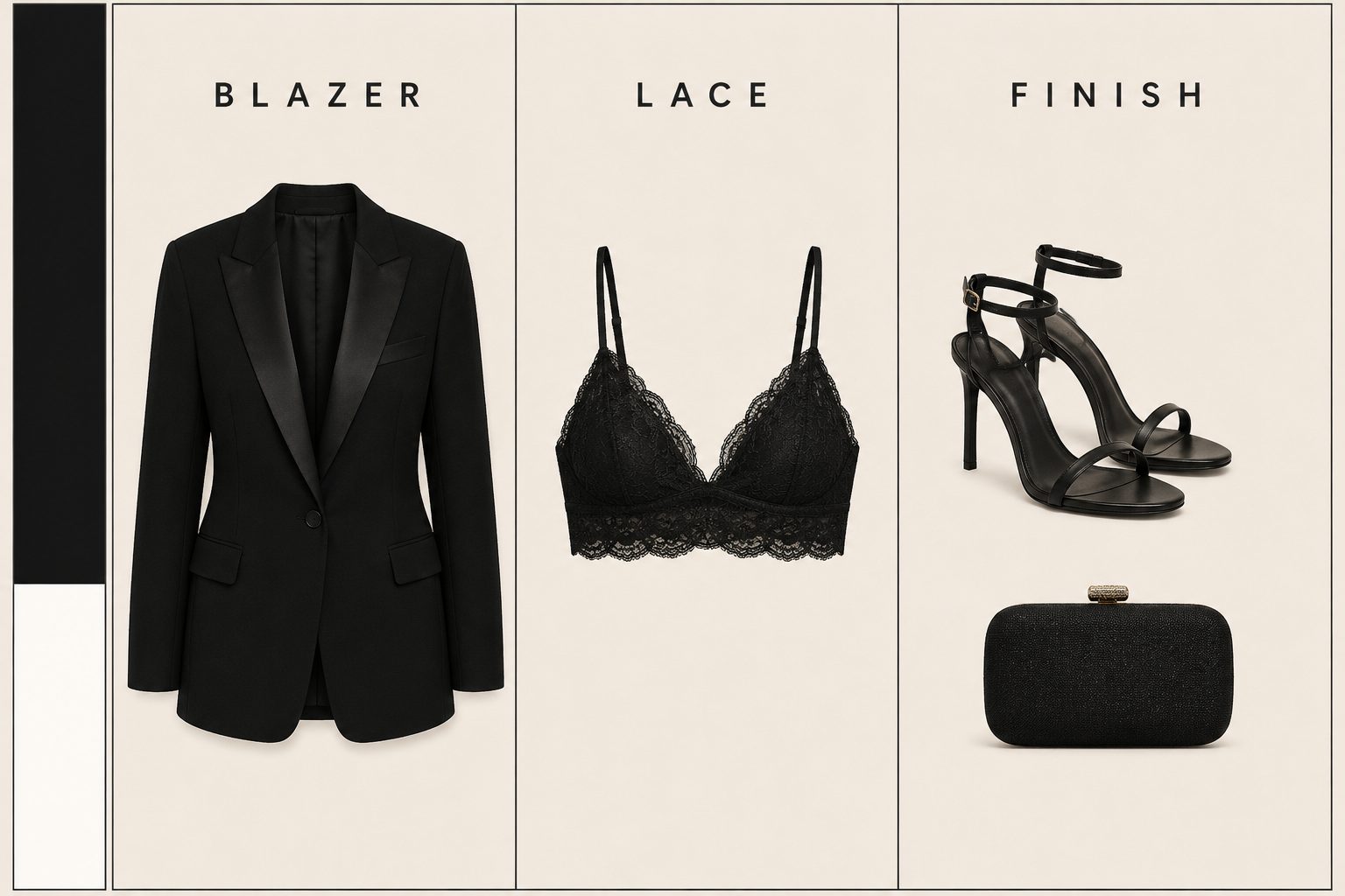 Tuxedo-Style Blazer With a Bralette for a Night Out