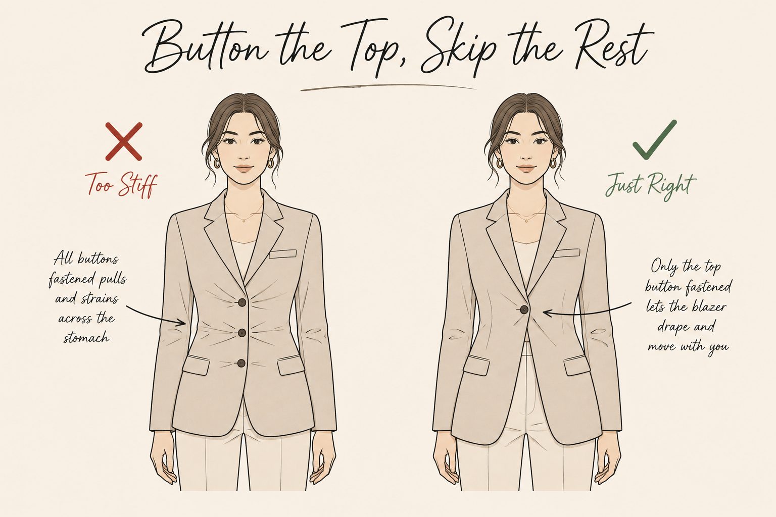 Button Only the Top Button, Leave the Rest Open