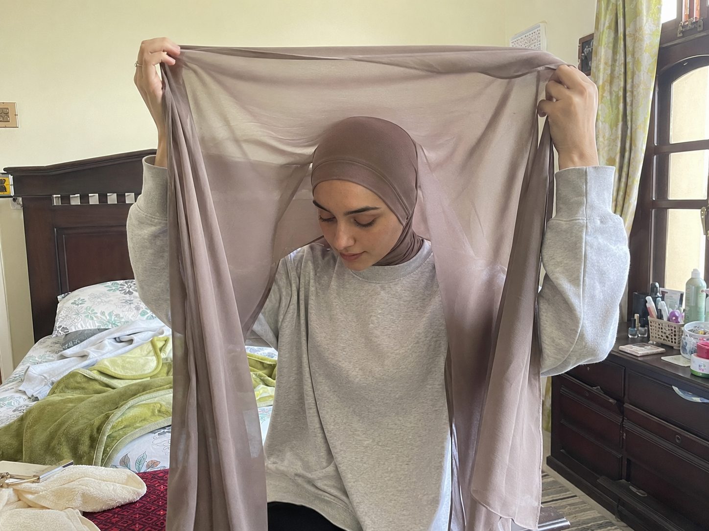 Layer a Sheer Chiffon Over a Jersey Underscarf for the Floating Effect