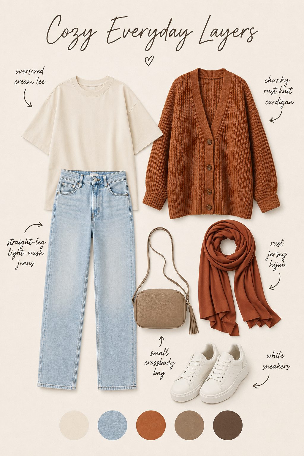 Straight-Leg Jeans, Oversized Tee, and a Chunky Cardigan