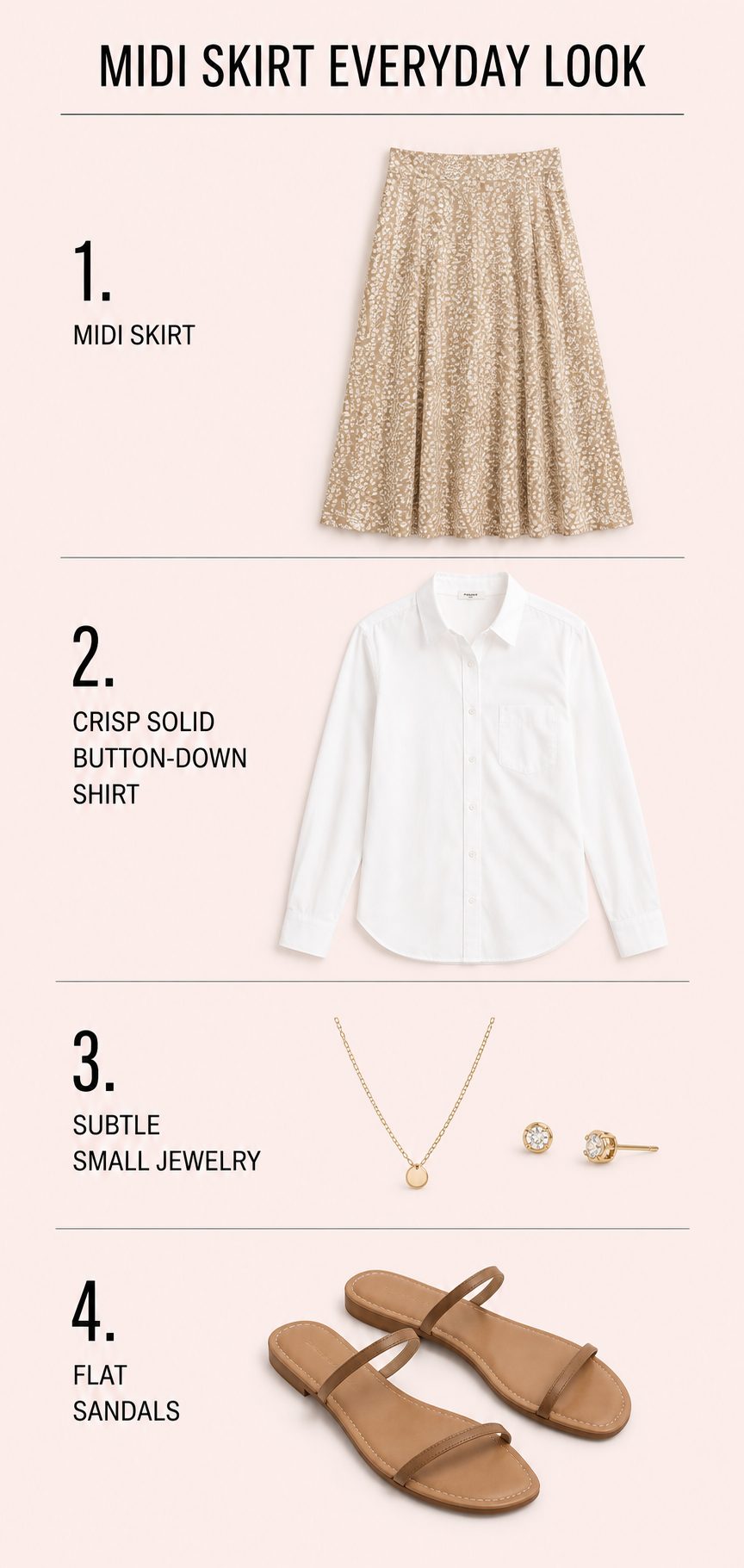 Midi Skirt with a Basic Shirt for Everyday Elegance