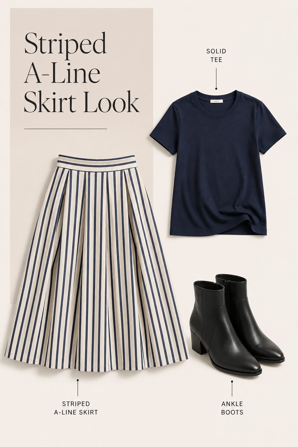Striped A-Line Skirt with a Solid Tee