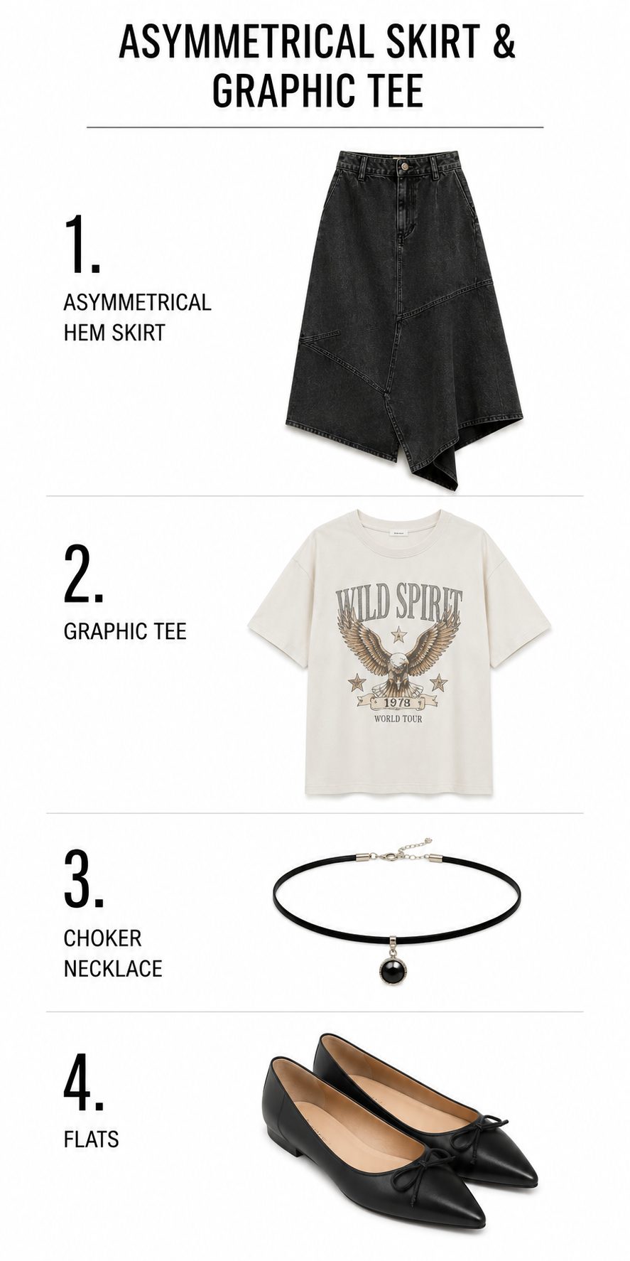 Asymmetrical Skirt with a Graphic Tee