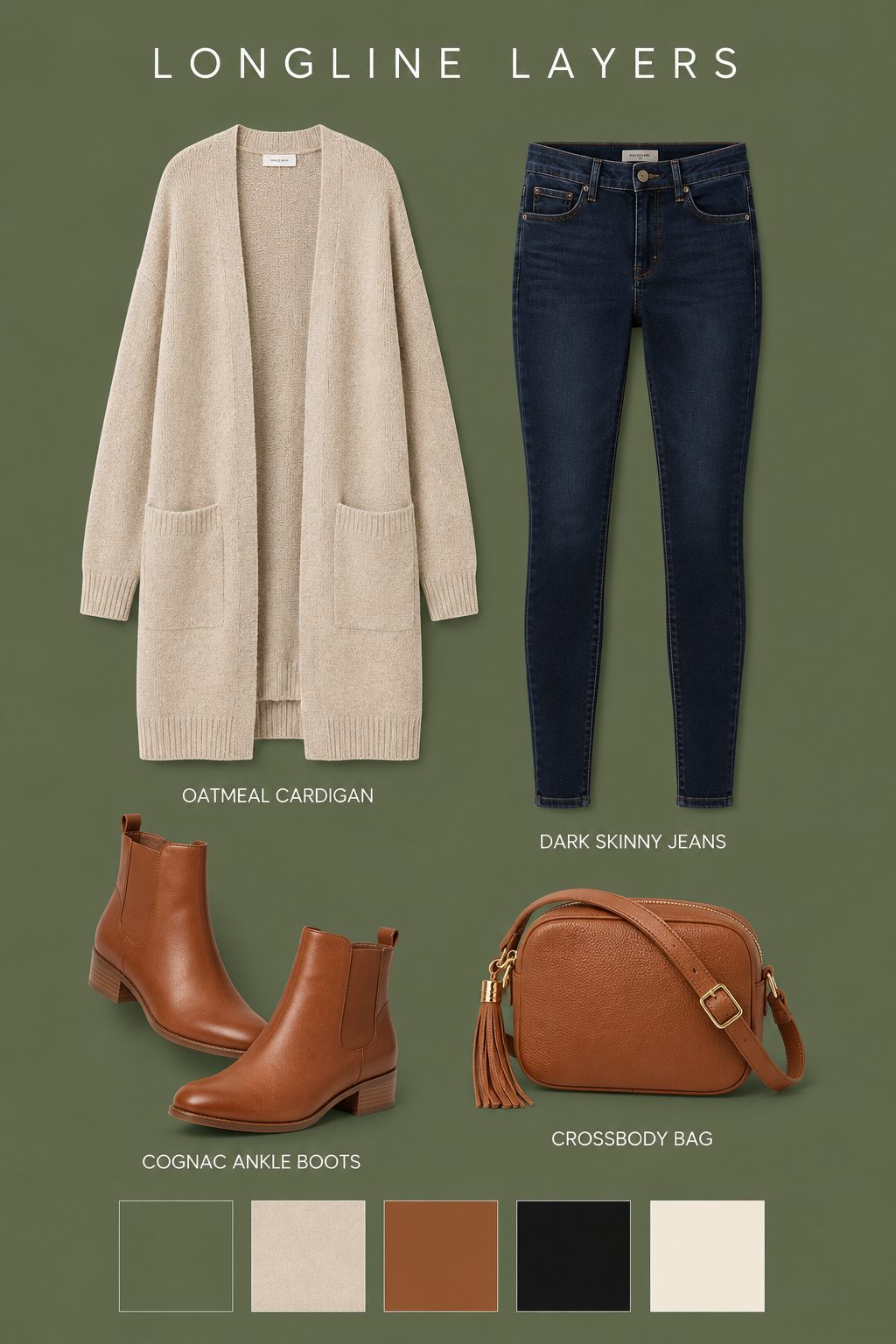 Skinny Jeans with a Longline Cardigan and Ankle Boots