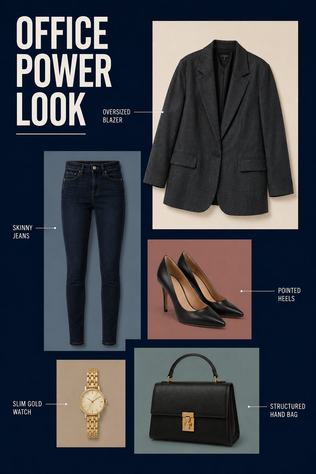 Dark Wash Skinny Jeans with a Turtleneck and Statement Necklace