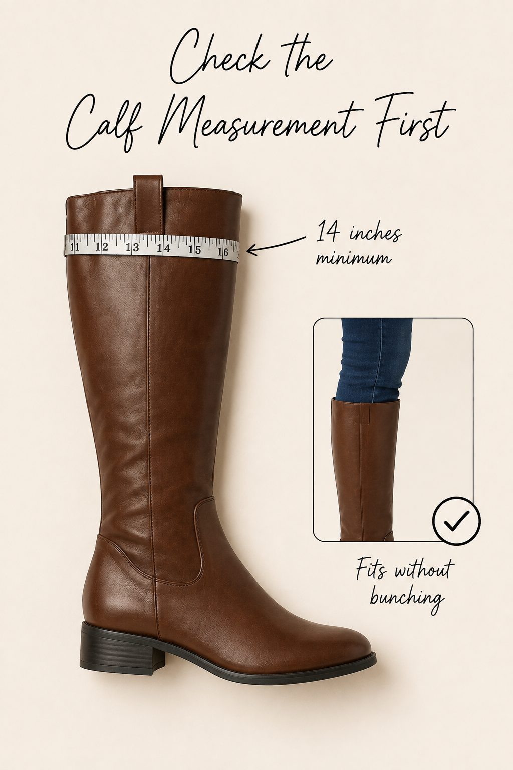 Choose Boots With at Least a 14-Inch Calf Opening for Tucking Skinny Jeans