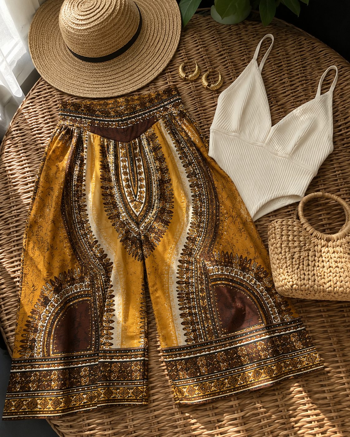 Dashiki Culottes With a Ribbed Bodysuit