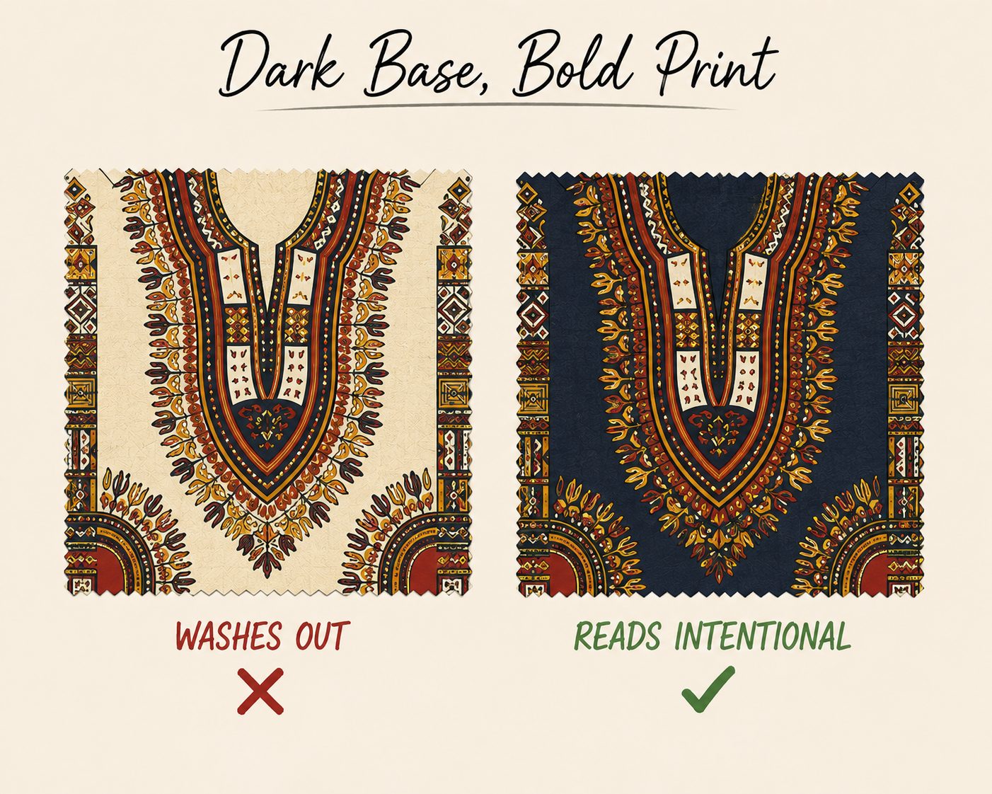 Pick Dashiki Prints With a Darker Base Color, Not a Light One