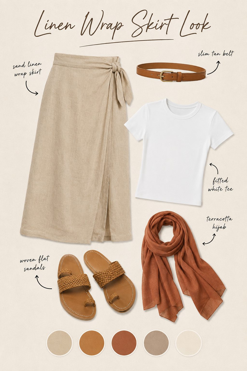 Linen Wrap Skirt Belted at the Natural Waist