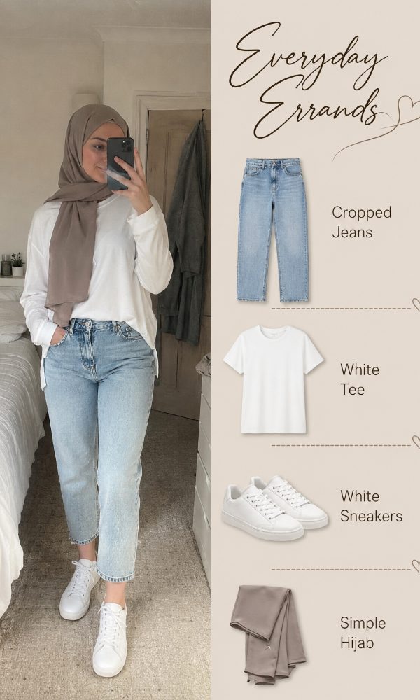 Cropped Straight-Leg Jeans with Crisp White Sneakers