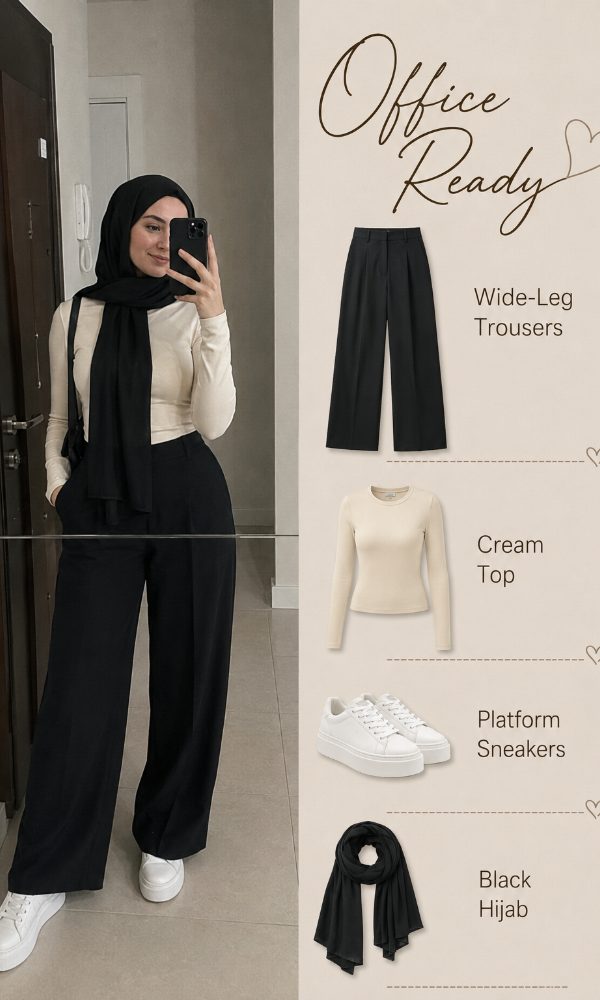Wide-Leg Palazzo Pants with Retro Dad Sneakers