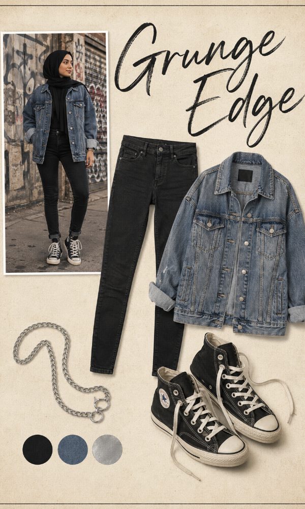 Skinny Jeans with High-Top Black Sneakers for a Grunge Edge