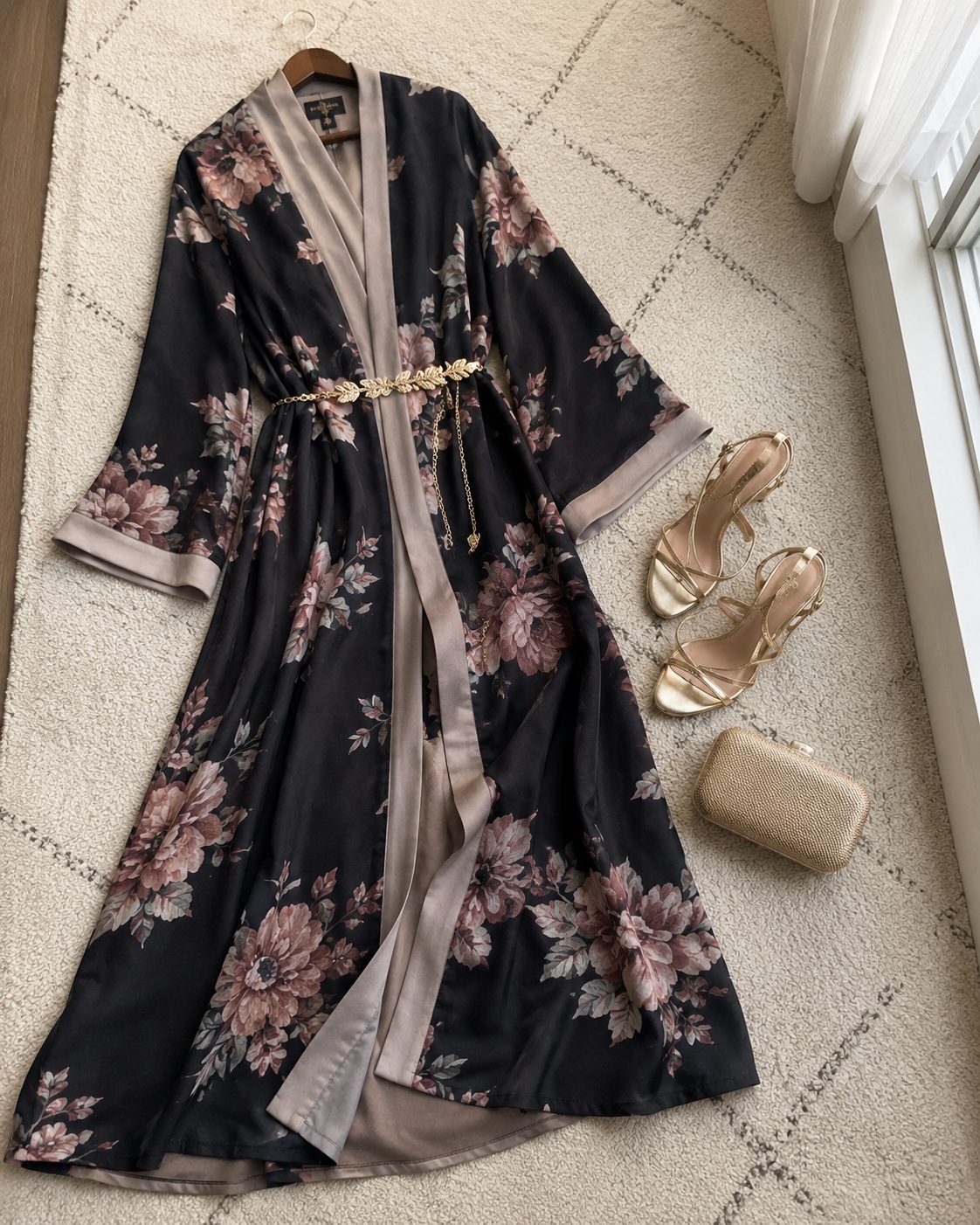 Floral Abaya With Heels for a Wedding Guest Look