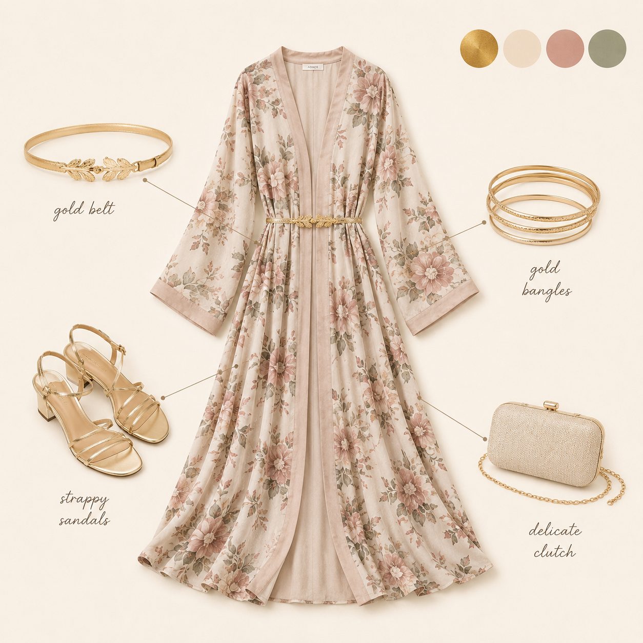 Floral Abaya With a Belt for Eid