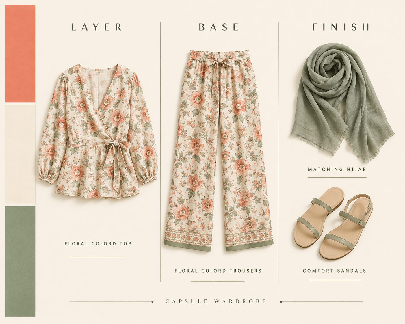 Floral Co-ord Set With a Matching Hijab for a Beach Boardwalk