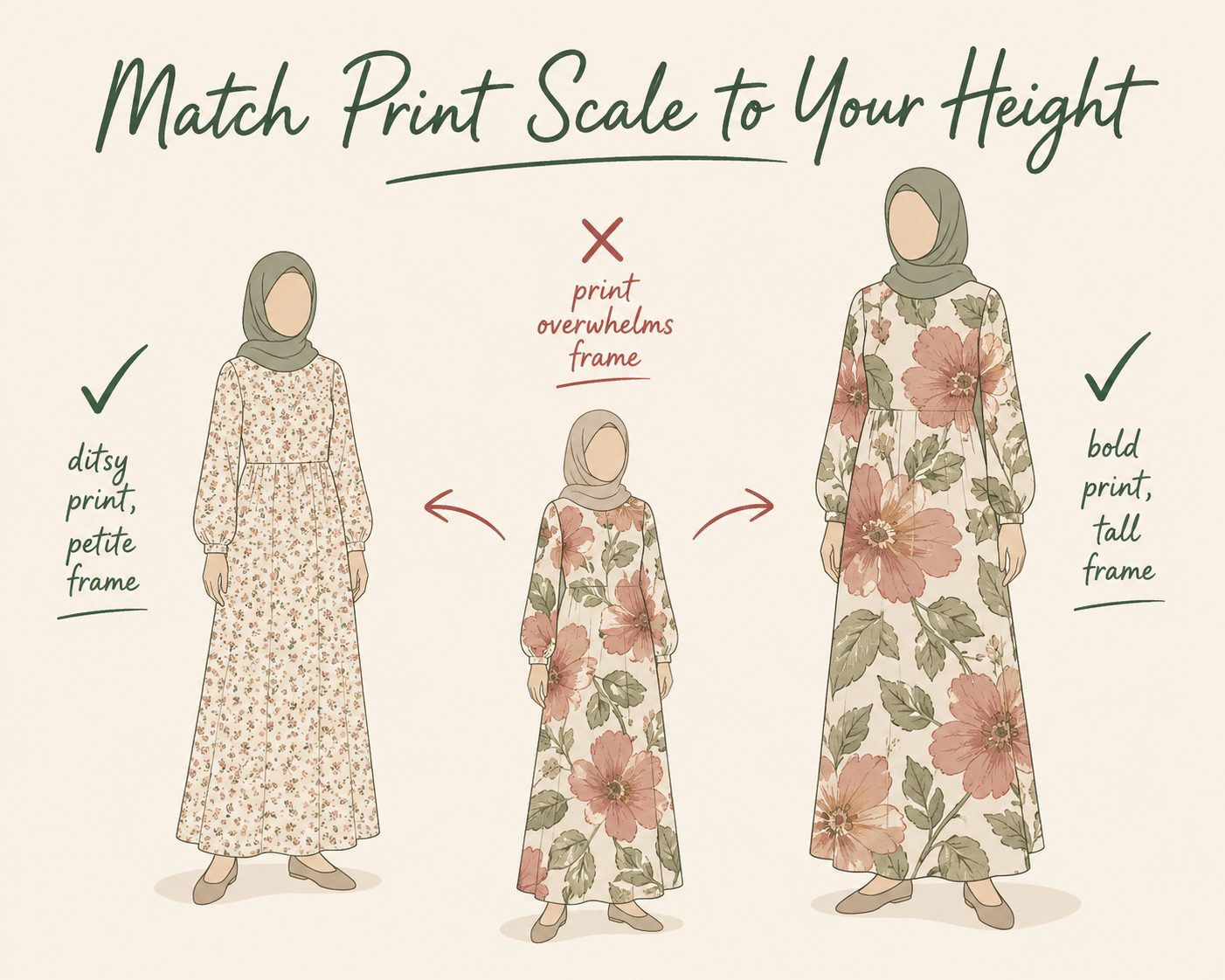 Choose a Ditsy Print for Petite Frames, a Bold Print for Tall Frames