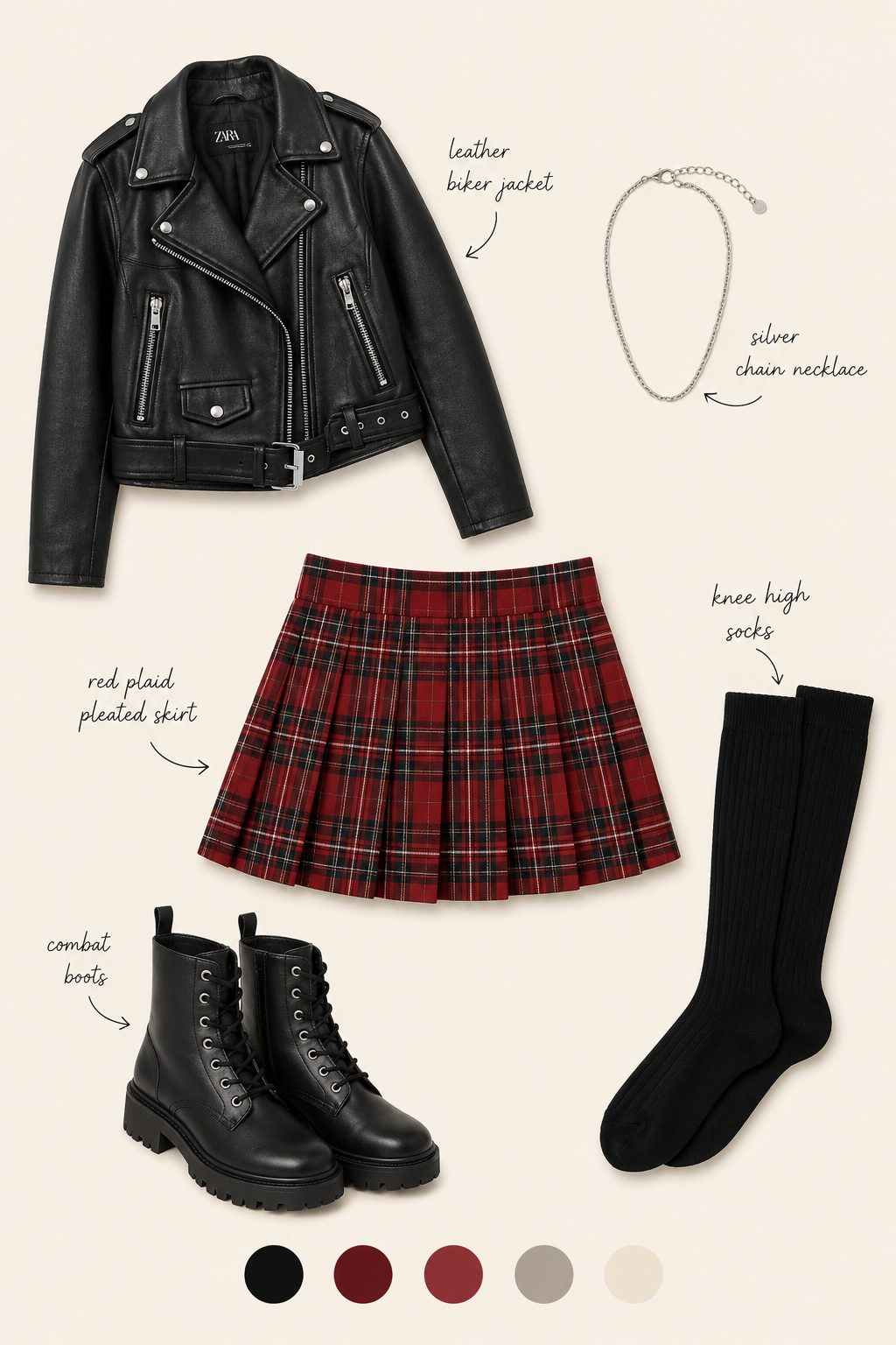 Denim mini skirt with slouchy knee-high socks and chunky sneakers for casual street style