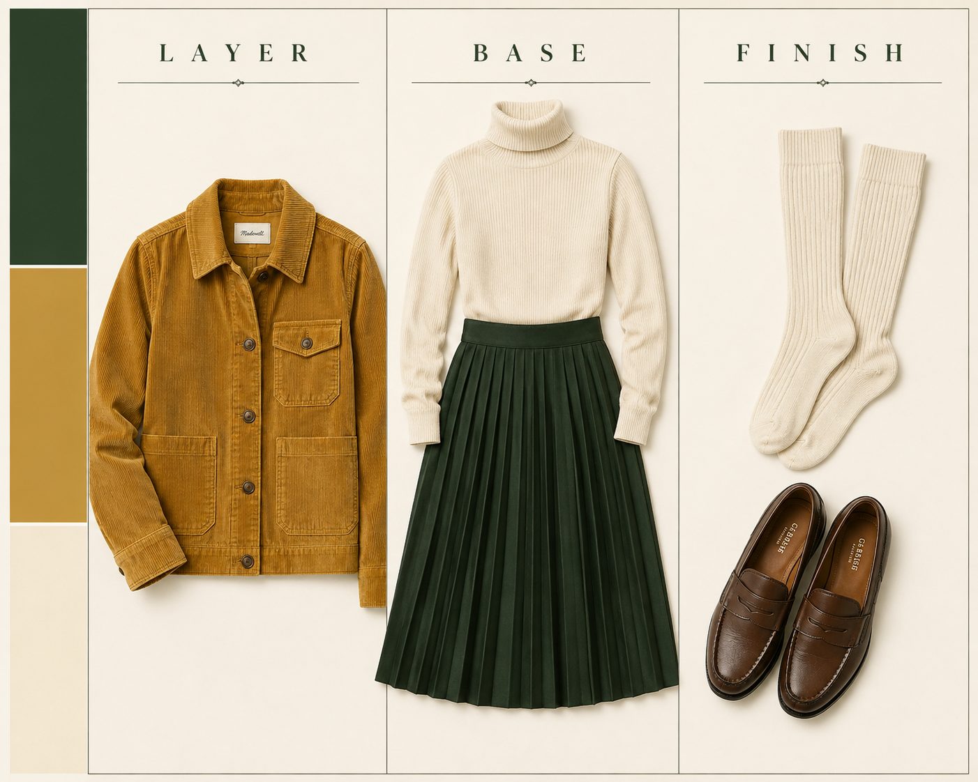 Sweater dress with knee-high socks and platform heels for a minimum-effort outfit