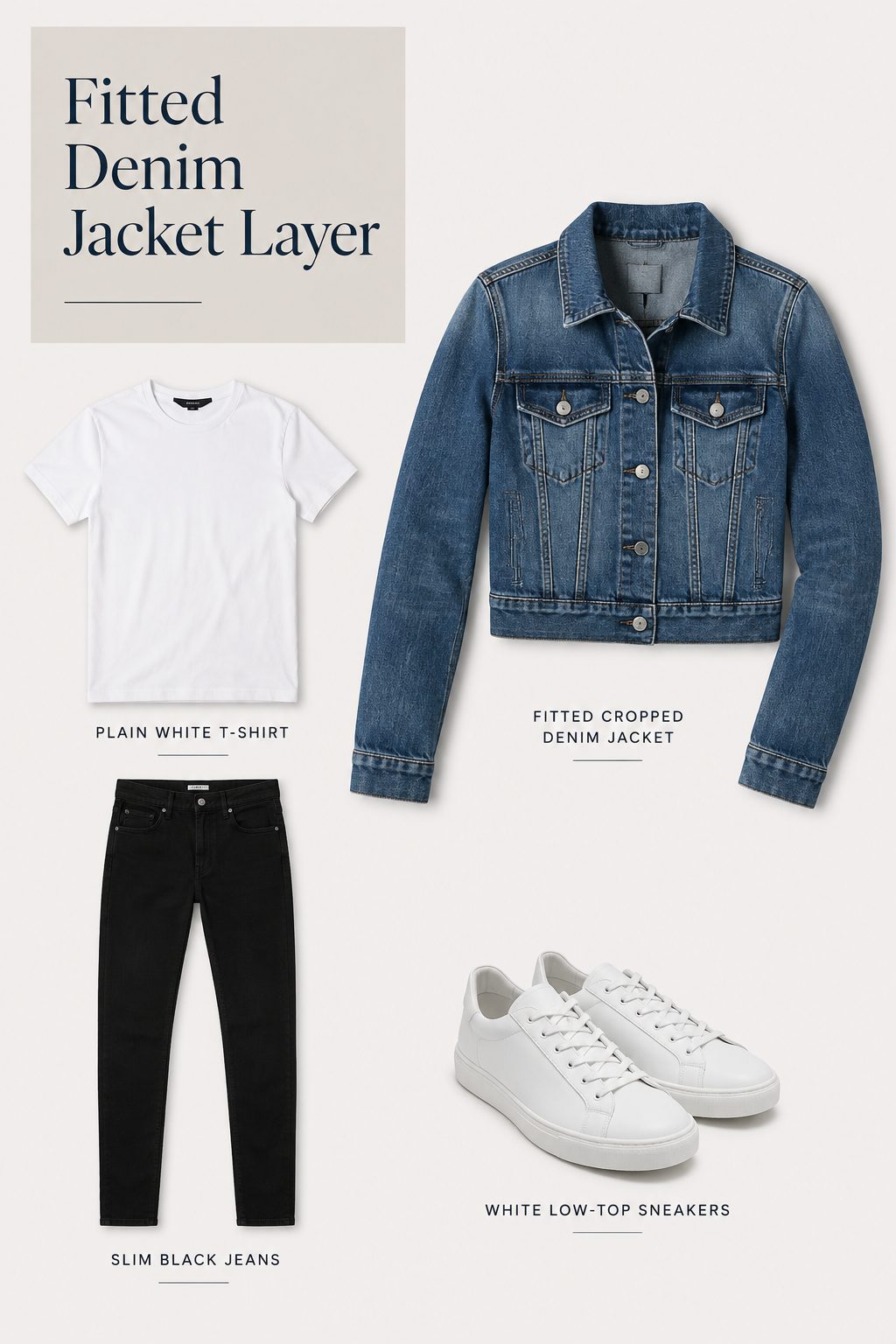 Fitted Denim Jacket Over a Plain Tee for Weekend Errands