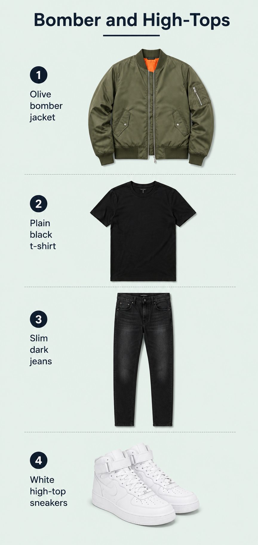 Bomber Jacket with High-Top Sneakers for Casual Fridays