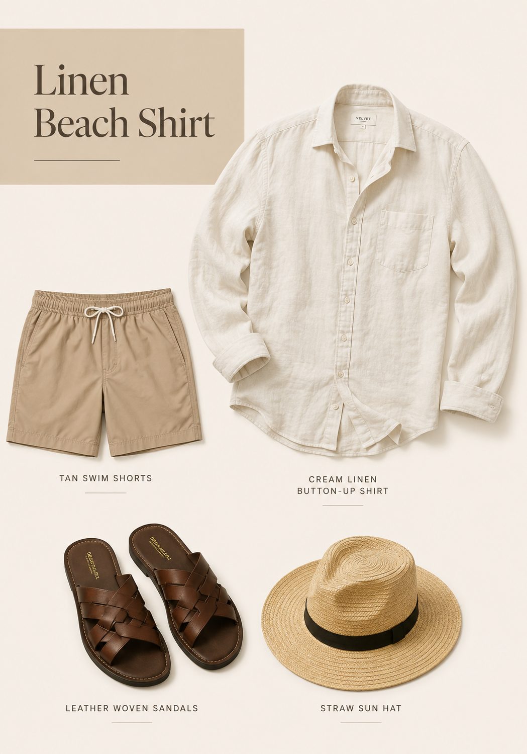 Linen Shirt Left Untucked with Rolled Cuffs for Beach Trips