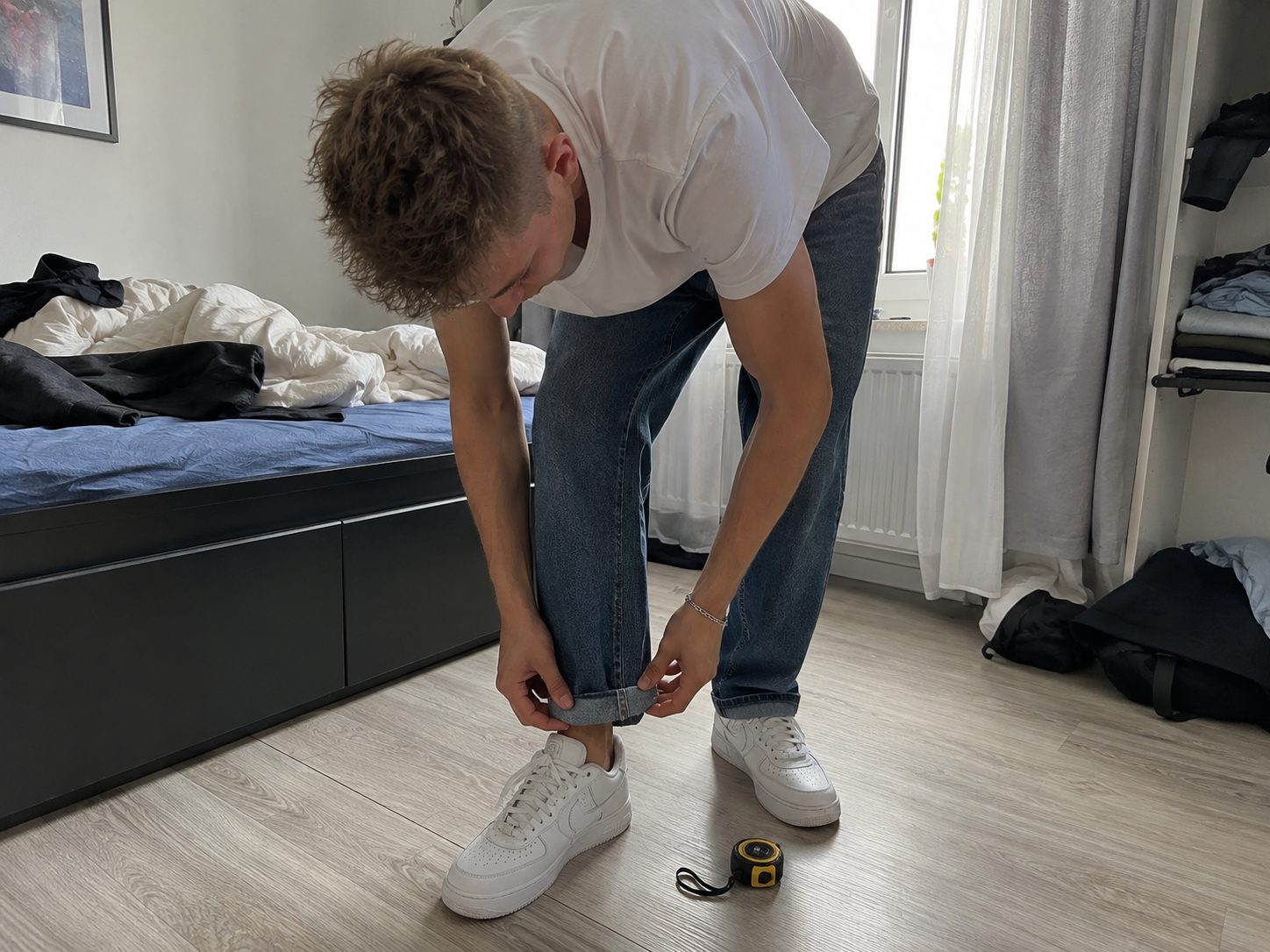 Cuff Straight-Leg Jeans Once, Exactly 1.5 Inches