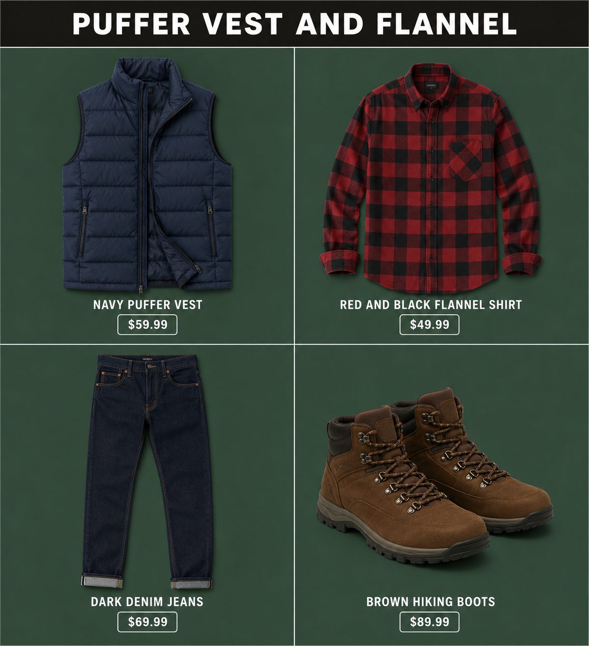 Puffer Vest Over a Flannel Shirt for Outdoor Weekends