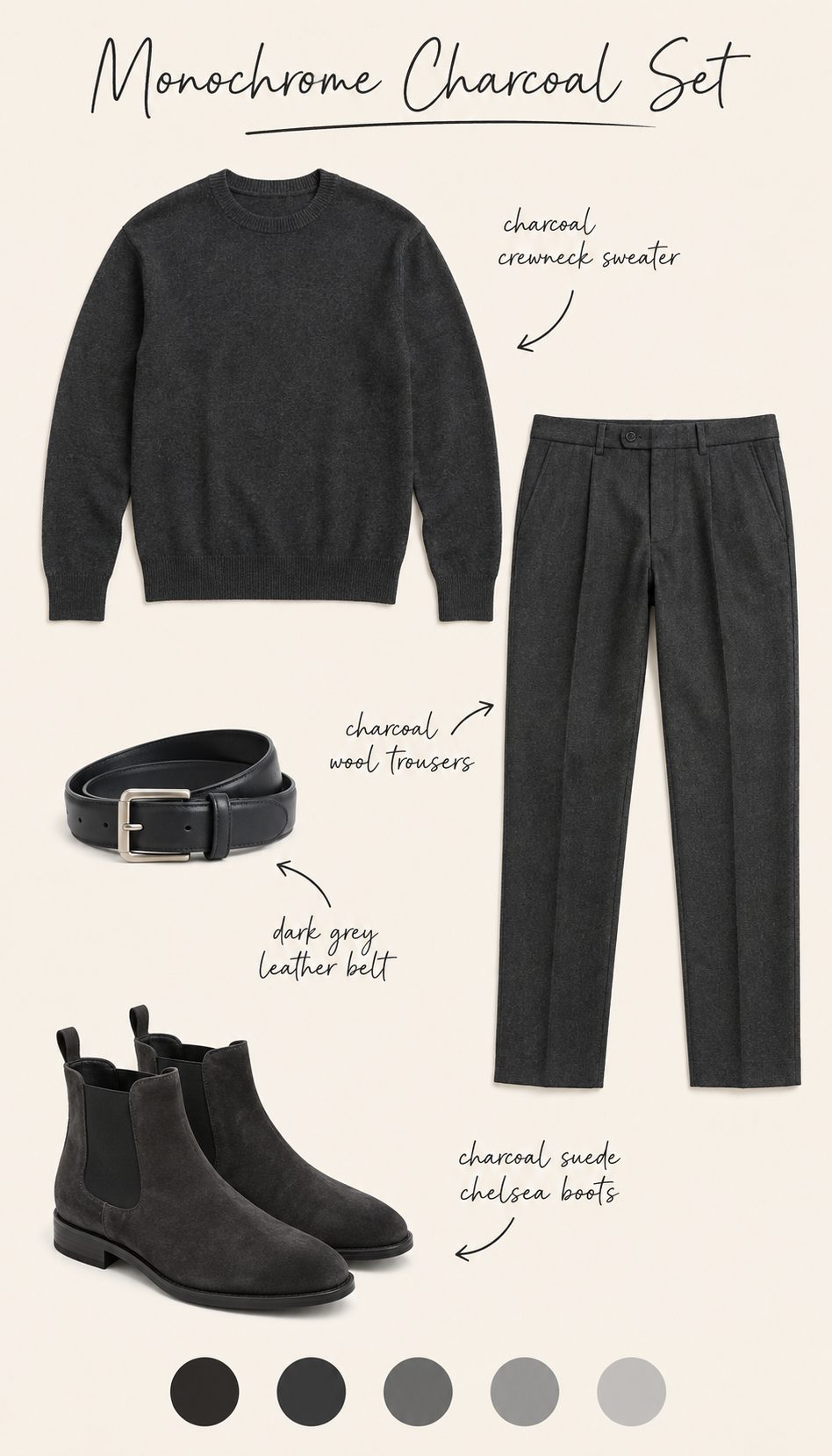 Monochrome Charcoal Set for a Slimming Head-to-Toe Line