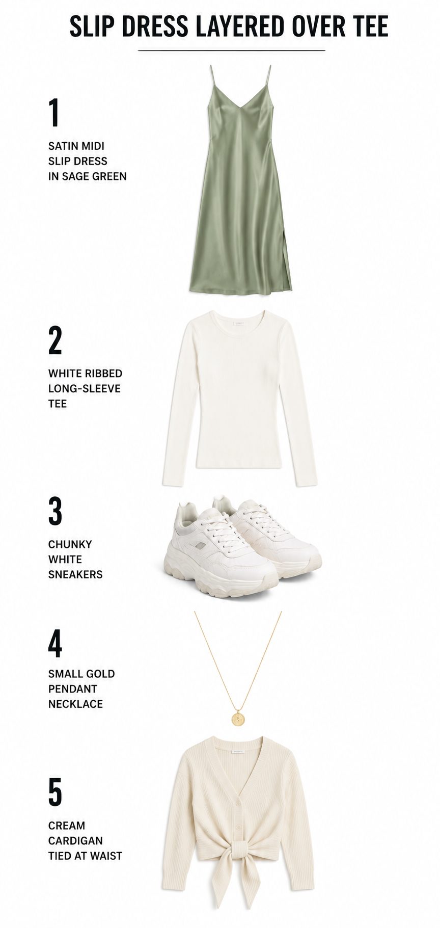 Slip Dress Layered Over a Long-Sleeve Tee