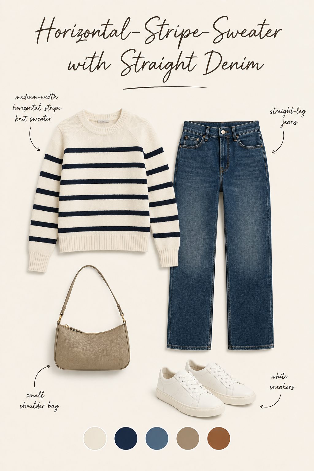 Horizontal-Stripe Sweater with Straight Denim