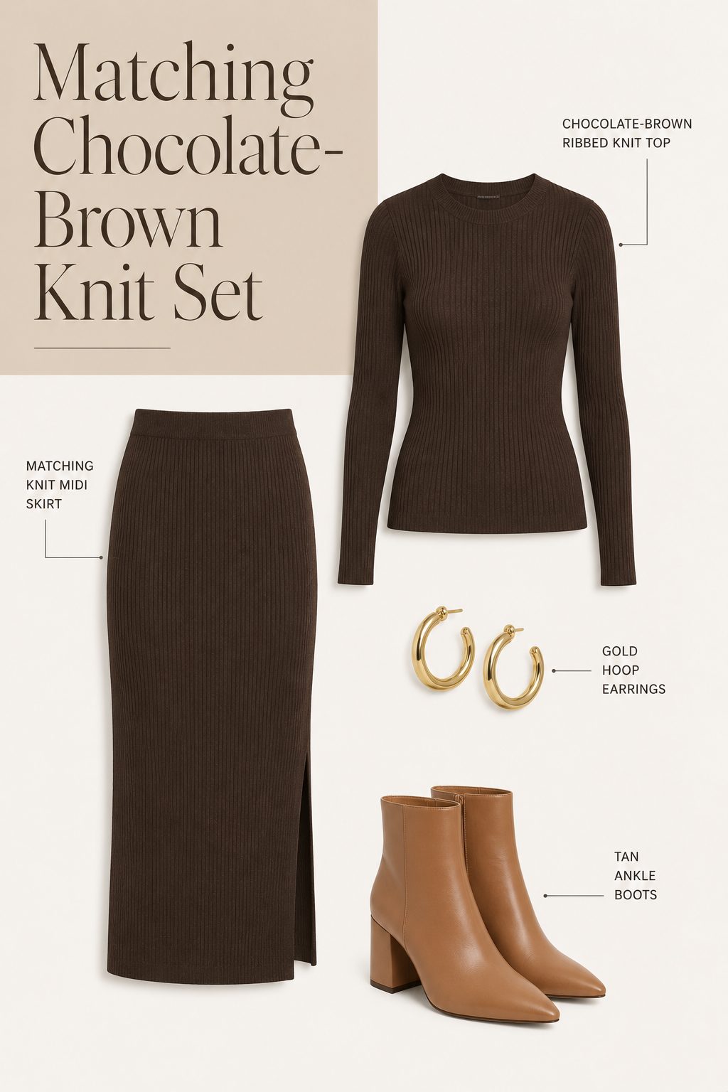 Matching Chocolate-Brown Knit Set