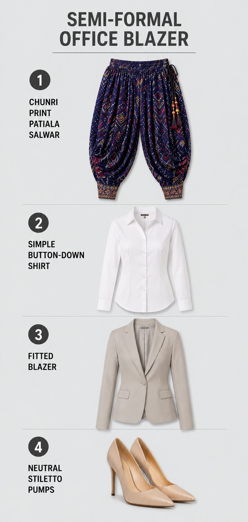Semi-Formal Chunri Patiala with a Button-Down and Blazer